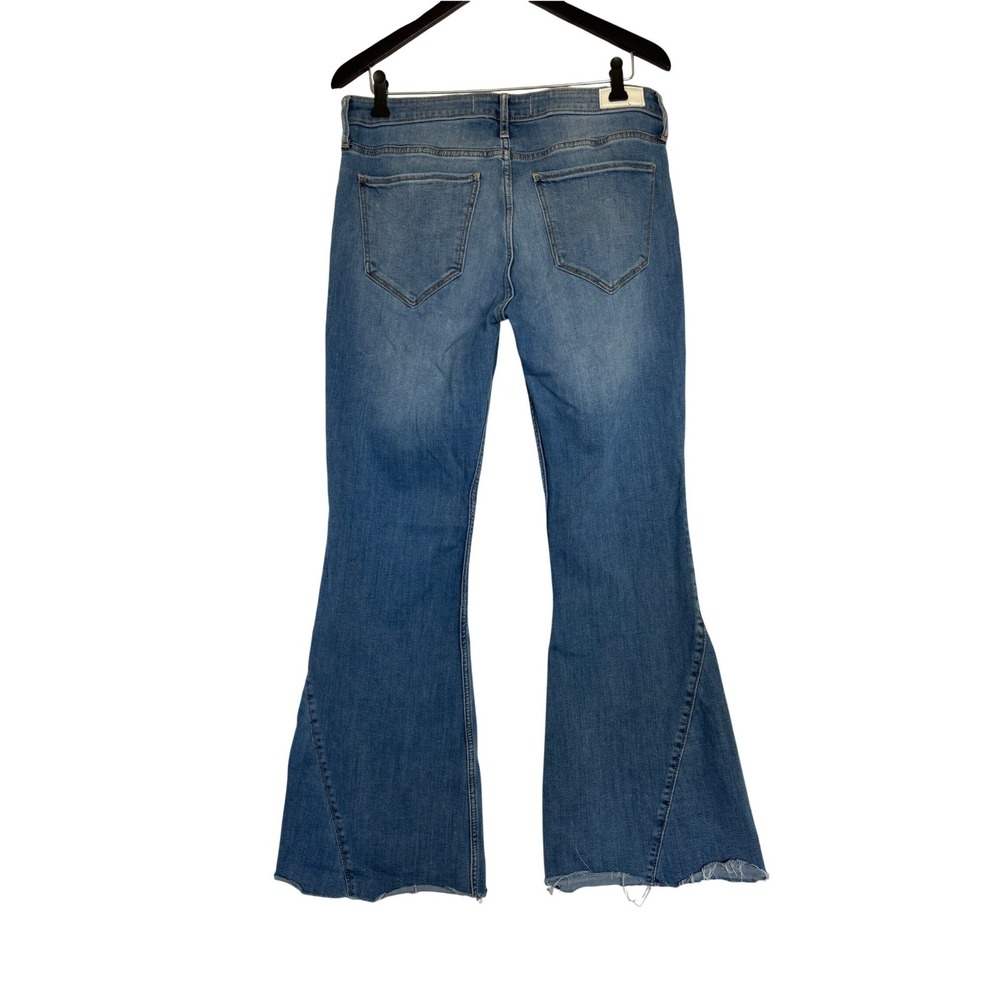 Hollister High-Rise Flare Jeans Patchwork Raw Hem Vintage Soft Stretch 15R 32x31 - Picture 3 of 13